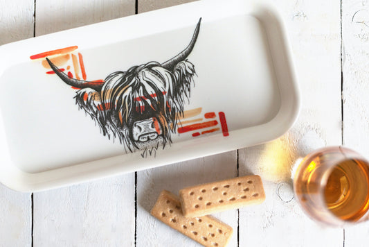 Sarah Leask Snack Tray Highland Coo