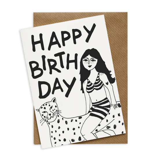 Card Birthday Jaguar Girl