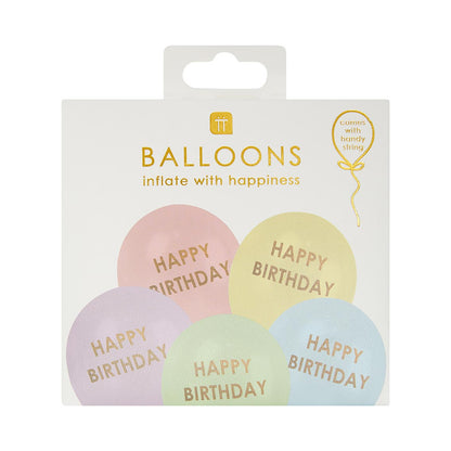5 Balloons Birthday Pastel