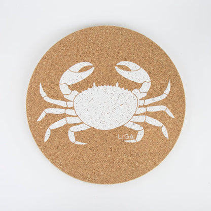 Cork Placemat Crab White