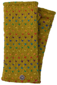Wool Wristwarmers Rainbow Tick Mustard