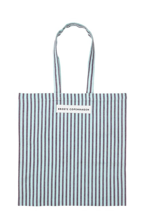 Broste Canvas Bag Blackberry & Turquoise Stripes