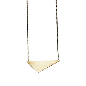 Geometric Brass Offset Triangle Necklace