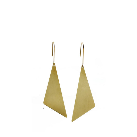 Geometric Brass Offset Tri Earrings