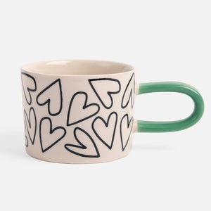 Caroline Gardner Ceramic Mug Mono Outline Hearts