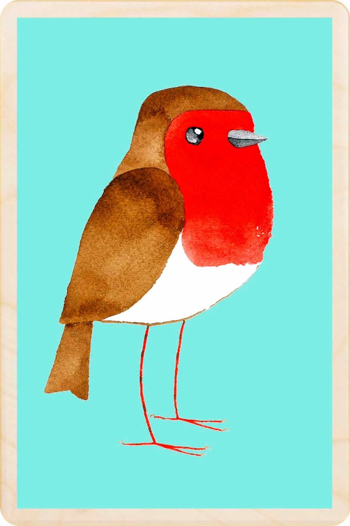 Wooden Postcard Robin