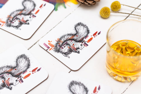 Sarah Leask Single Coaster Red Squirrel
