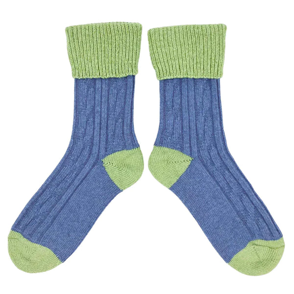 Cashmere Mix Slouch Socks 4-7 Denim/Green