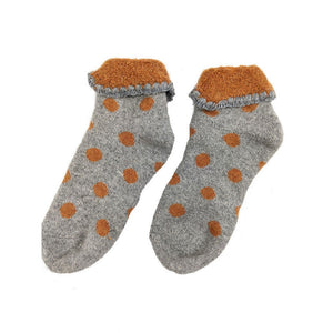 10-13 Kids Cuff Socks Grey & Orange Spot