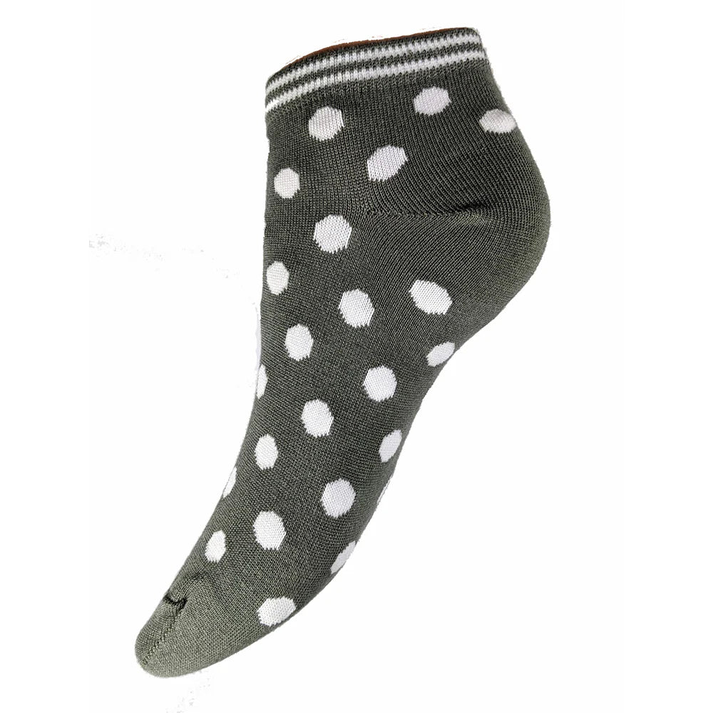 4-7 Bamboo Trainer Sock White Dots