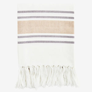 Striped Hammam Towel (white/Sand/Grape)
