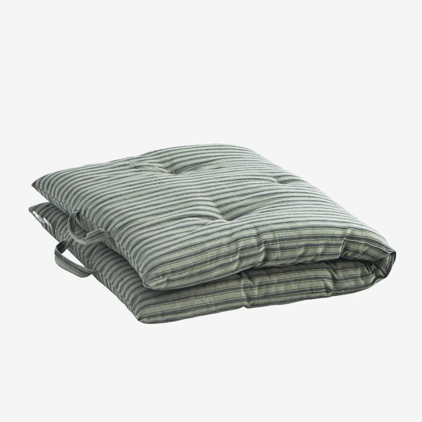 Handled Cotton Mattress Cushion (Green Charcoal Stripe)