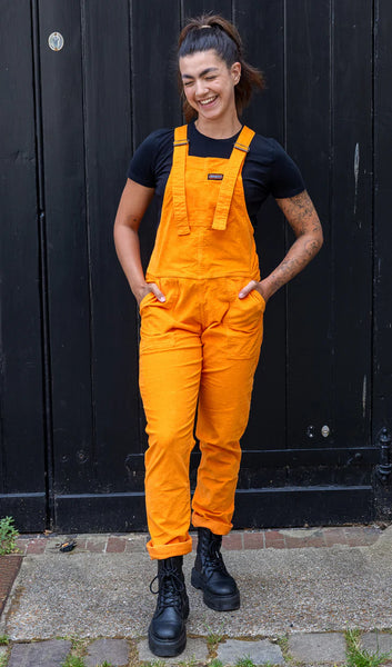 Highlighter Orange Stretch Cord Dungarees