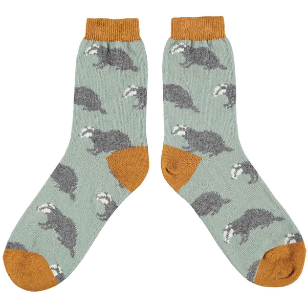 4-7 Lambswool Ankle Socks Badgers Sage