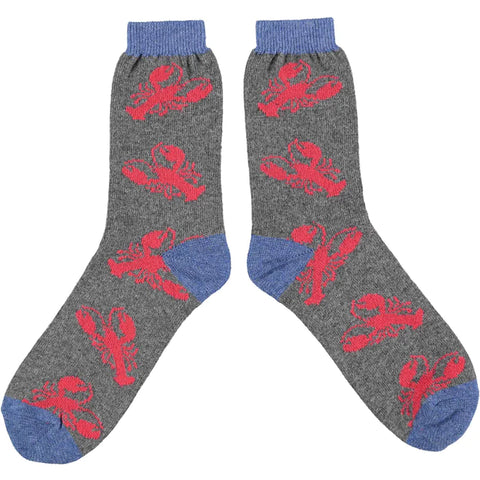8-11 Lambswool Ankle Socks Lobster Grey