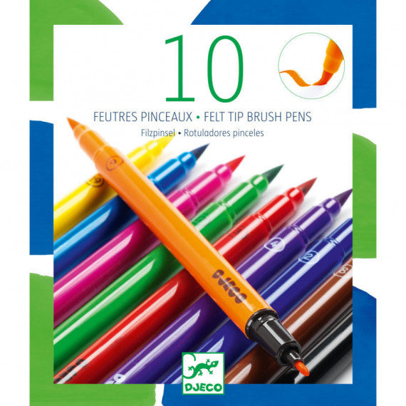 10 Double Ended Felt Tip Brush Pens - Classic