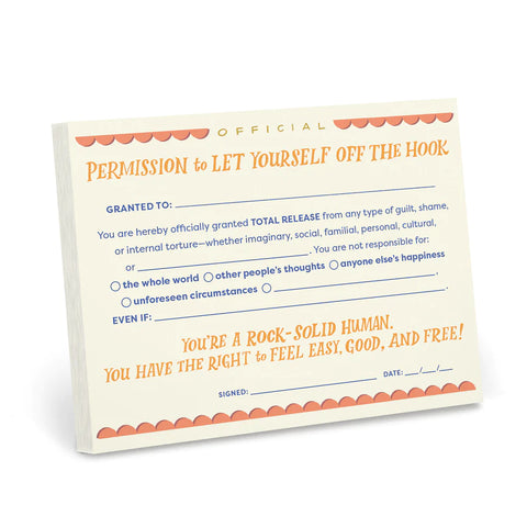 Permission Let Yourself Off the Hook Certificate Note Pad
