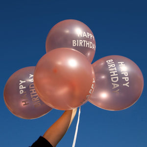 5 Balloons Birthday Rose Gold