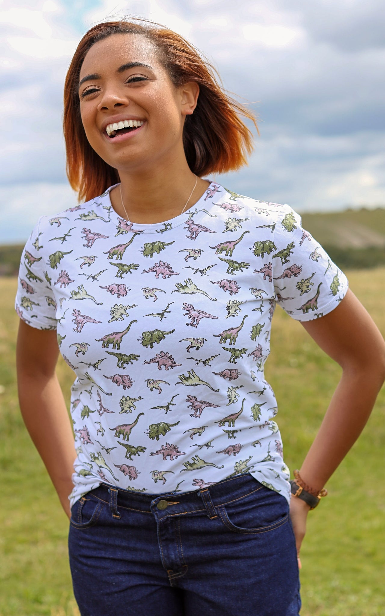 Unisex T-Shirt Dinosaurs On White
