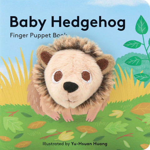 small puppet book featuring adorable baby hedgehog
