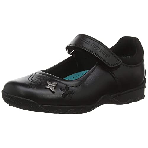 Hush Puppies CLARE Leather School Shoes (Black)